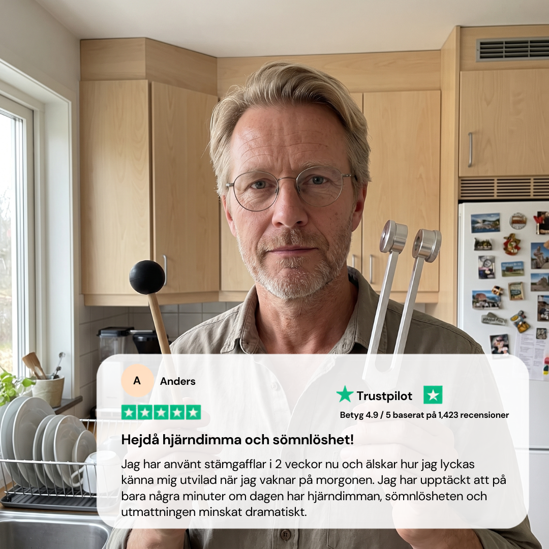 gaffeln mot bröstbenet, vibrationsringar inlagda grafiskt som sprider sig genom bröstkorgen