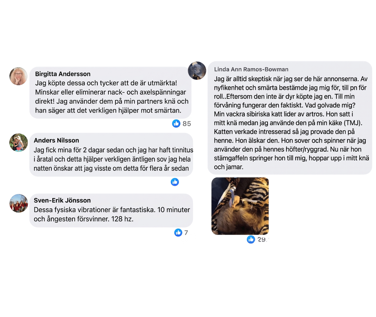 karusell med 6 skärmdumpar av Facebook-kommentarer