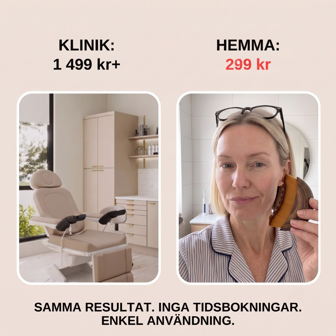 Borsten i handen framför spegeln